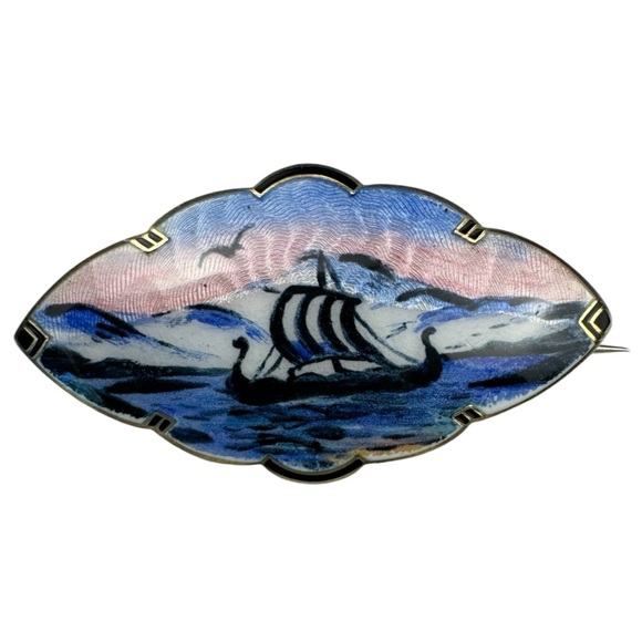 Hallmarked Sterling Silver Meldahl Enamel Brooch - Picture 1 of 16